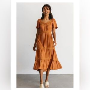 NWT Baltic Born Lumi Tiered Maxi Dress, Nutmeg, Large